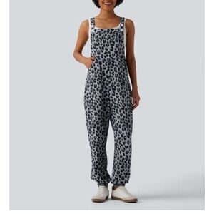 HALARA Gray Leopard-Print Overalls Jumpsuit